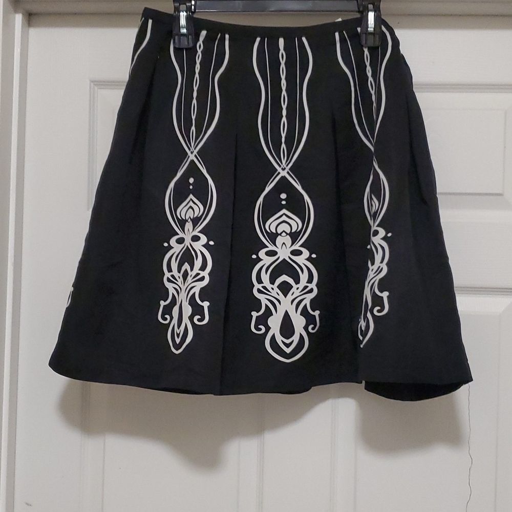 Worthington womens 14 black white mini flare pleated mini skirt